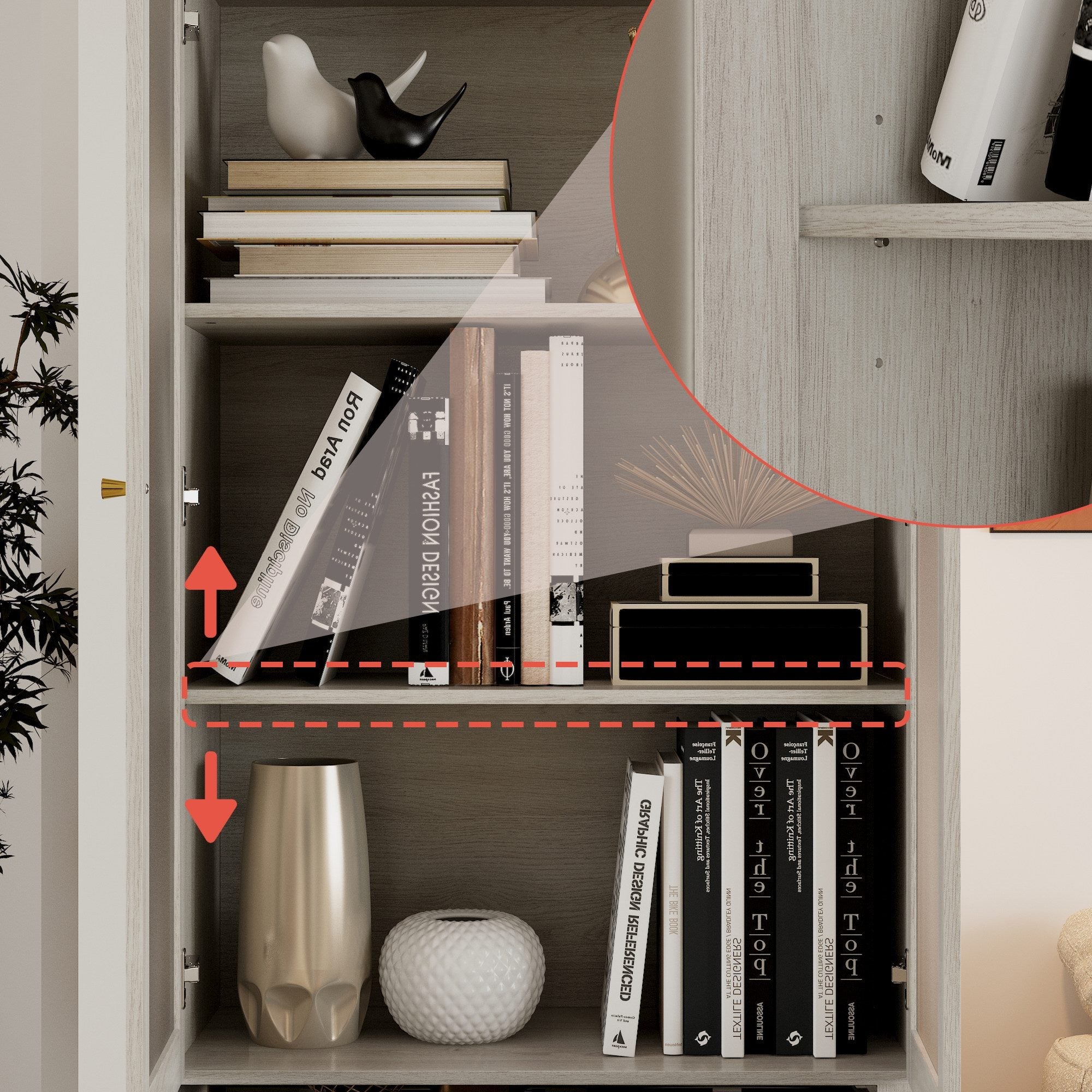 Elegant Glass Display Cabinet With Gold Handles And Storage Drawers