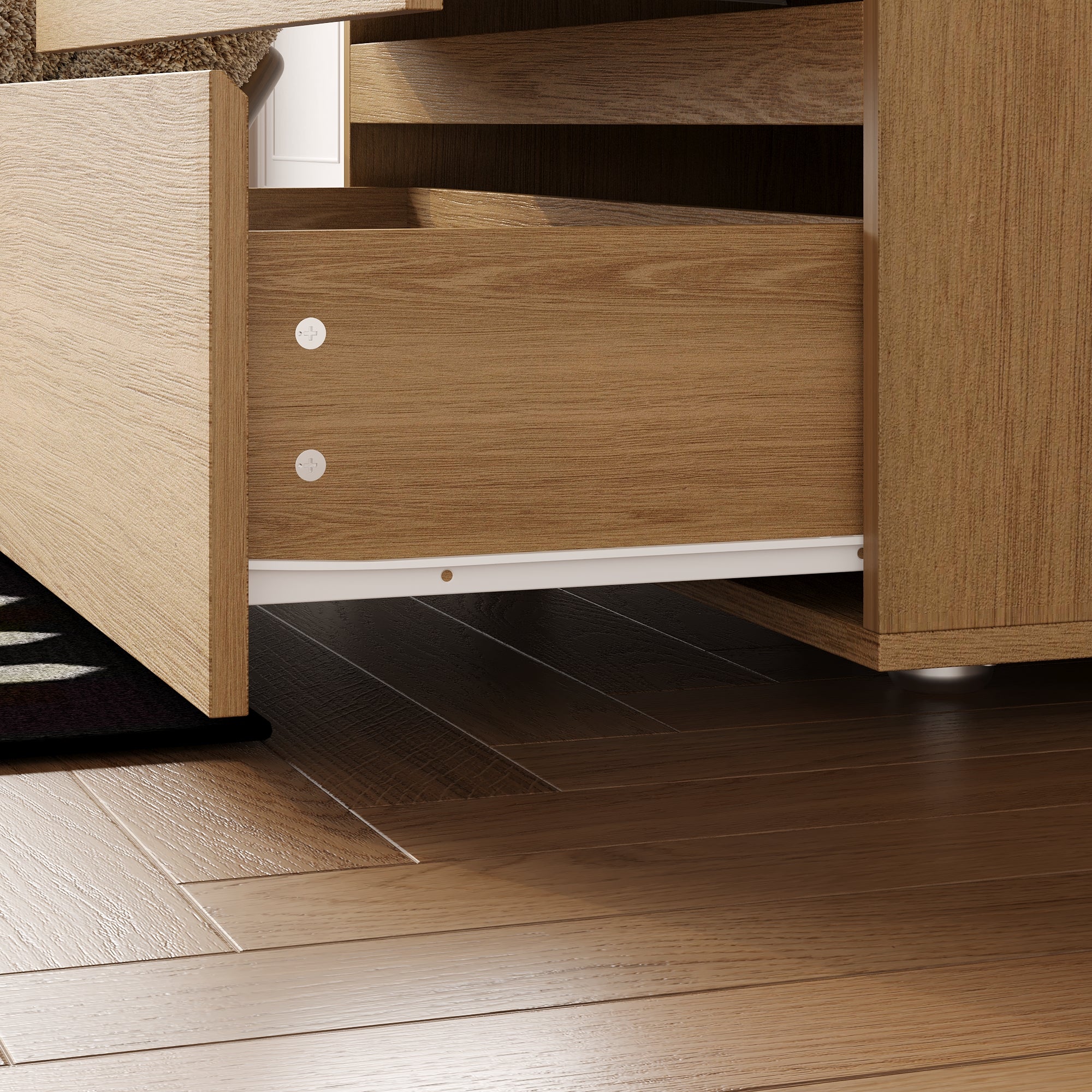 Chest of 3 Drawers Storage Dresser White Sideboard with 3 Drawers No-Handle Organizer