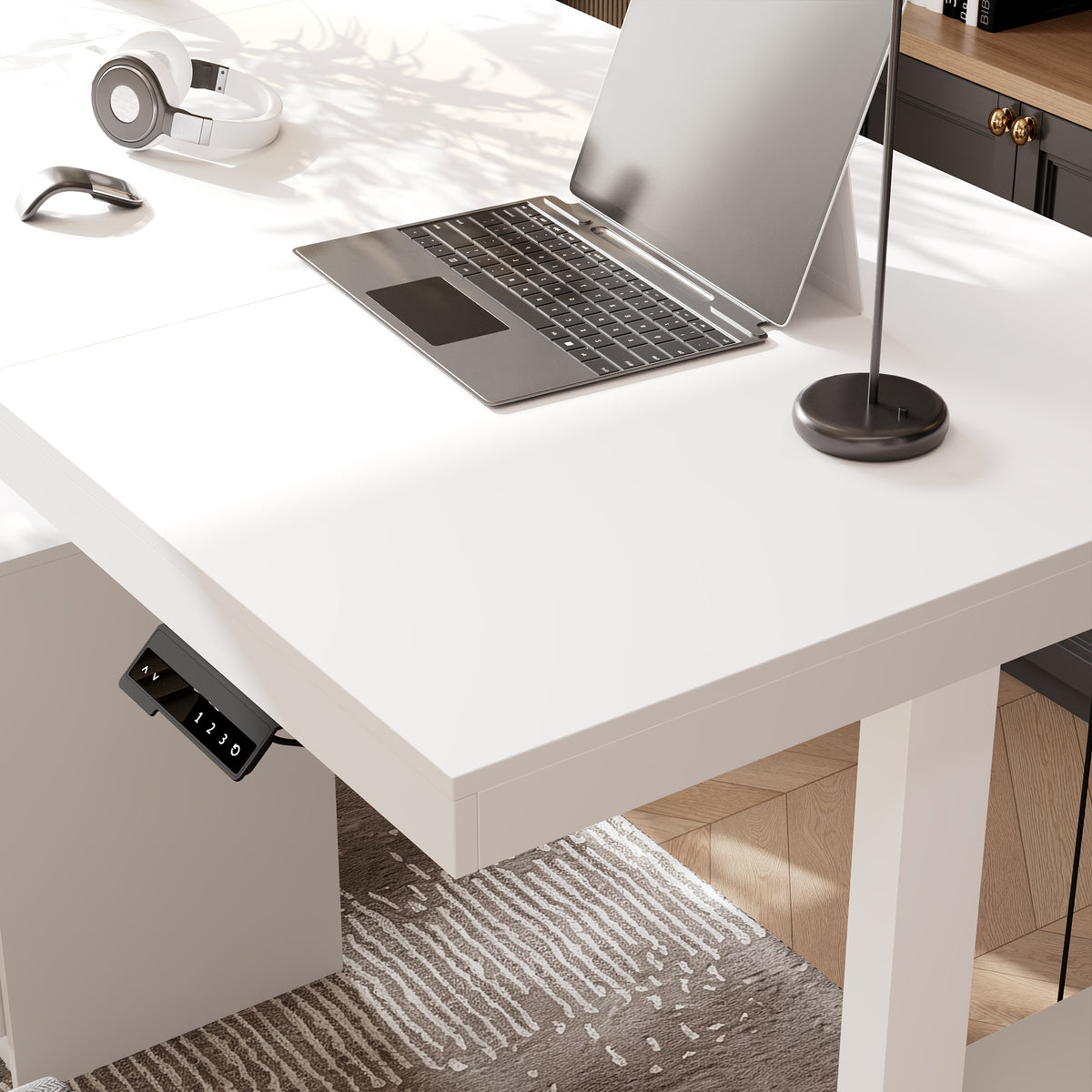 71" Modern Minimalist Standing Desk with File Drawer and Storage Cabinet