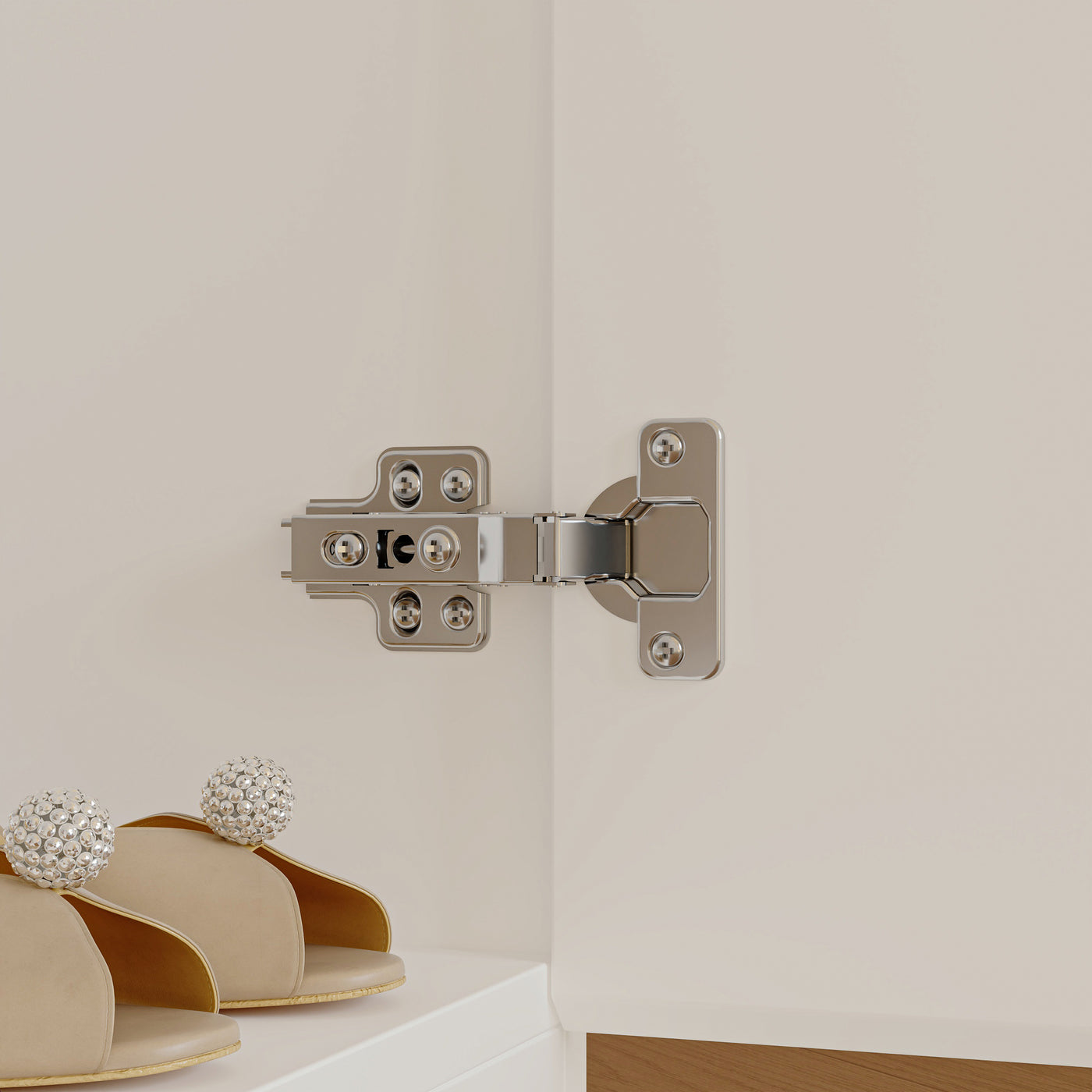 White armoire with mirrored doors and cabinet storage