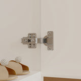 White armoire with mirrored doors and cabinet storage