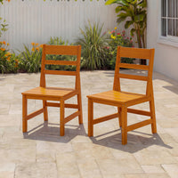 19" Modern Natural Wood Outdoor Dining Chair 2-Piece Set with 700 lb. Weight Capacity