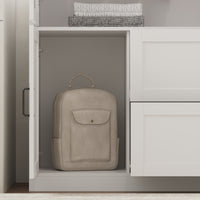 63" Modern Natural Wardrobe with 3-Color Lights and Glass Doors