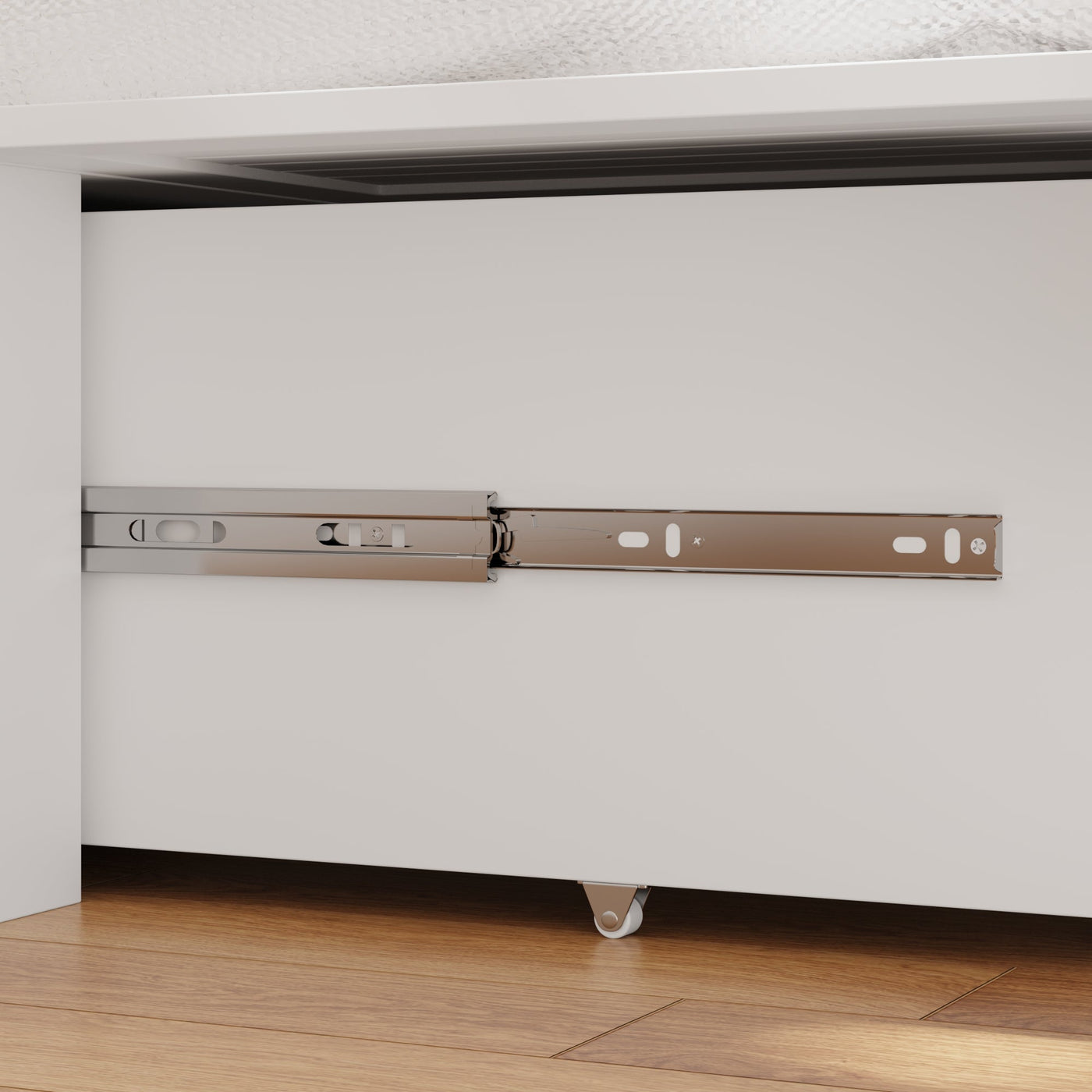 55.9" Modern White Murphy Bed With Nightstands And Fold-down Panel