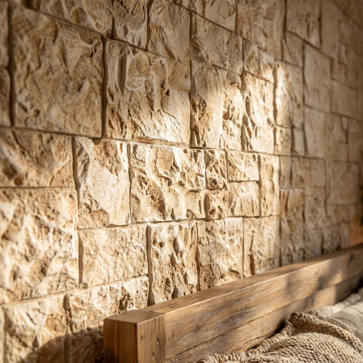 Beige Square Faux Stone Wall Panel Set of 9, Lightweight Indoor & Outdoor Decor Wall Panels