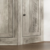 100 inch Modern Gray Entertainment Center with Storage Cabinets and Open Shelves