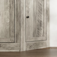 100" Modern Gray Entertainment Center with Storage Cabinets and Open Shelves