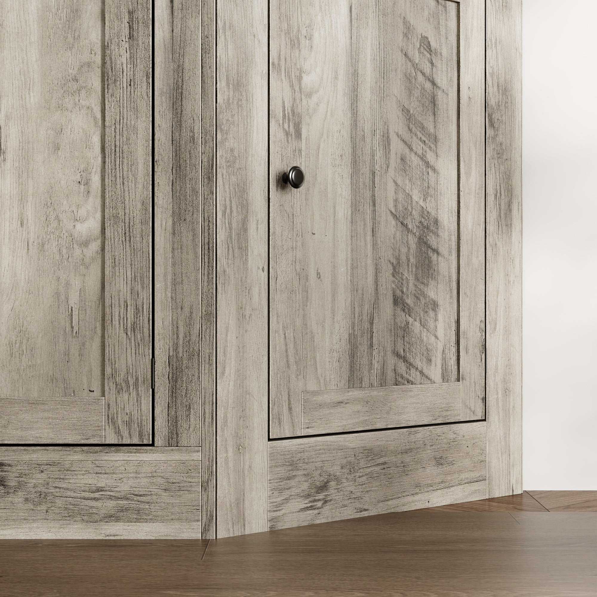 100'' Entertainment Center With Storage Cabinets & Open Shelves