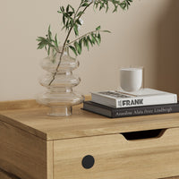 18.9" Creative Brown Nightstand with Robot Shape and Movable Wheels, view 12