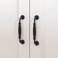 63" Modern White Kitchen Pantry Cabinet with 8 Doors, 2 Drawers & Large Central Worktop