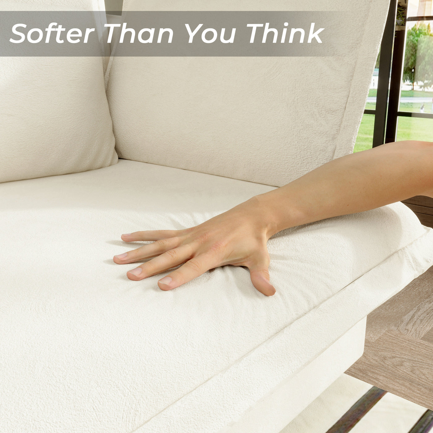 47.2" Modern White Upholstered Single Sofa with 3 Accent Pillows