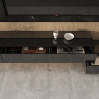 94.5" Modern Minimalist Black TV Stand Wall-Mounted And Freely Arranged TV Stand With LED