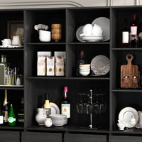 78.7" Modern Dark Gray Kitchen Pantry With 4 Drawers, Adjustable Shelves