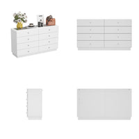 55.1" Modern White Double Dresser with Adjustable Lights