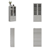 31.5" Modern Minimalist Natural Glass Display Cabinet With Gold Handles And Storage Drawers