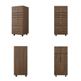 15.7 inch Mid-century Brown Movable Vanity Table with LED Mirror & 4 Drawers