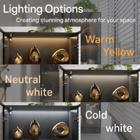 31.5" Modern Black/white 4-Tier Display Cabinet with Lights and Glass Doors