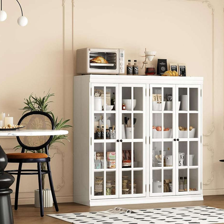47.2"W Sideboard With 4 Glass Door Large Capacity Cabinet Home Storage