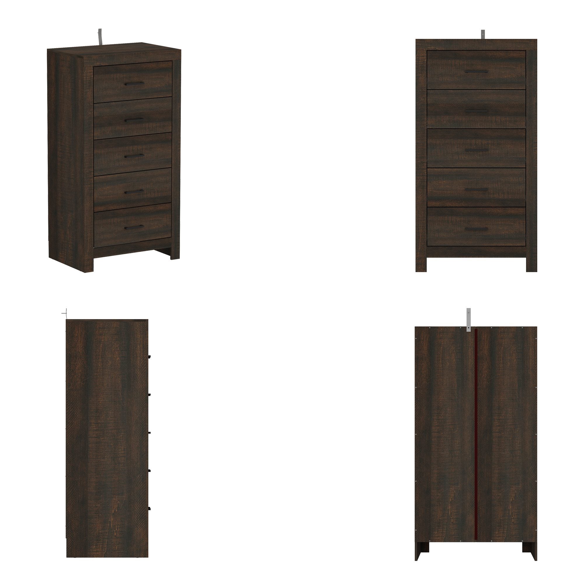 5 Drawer Vintage Woodgrain Accent Chest