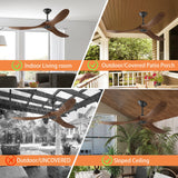 60 inches Modern Simple Brown Ceiling Fan With Wooden Streamline Design