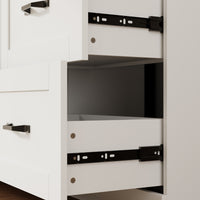 63" Modern White TV Stand Dresser with Hidden TV Lift & 9 Drawers