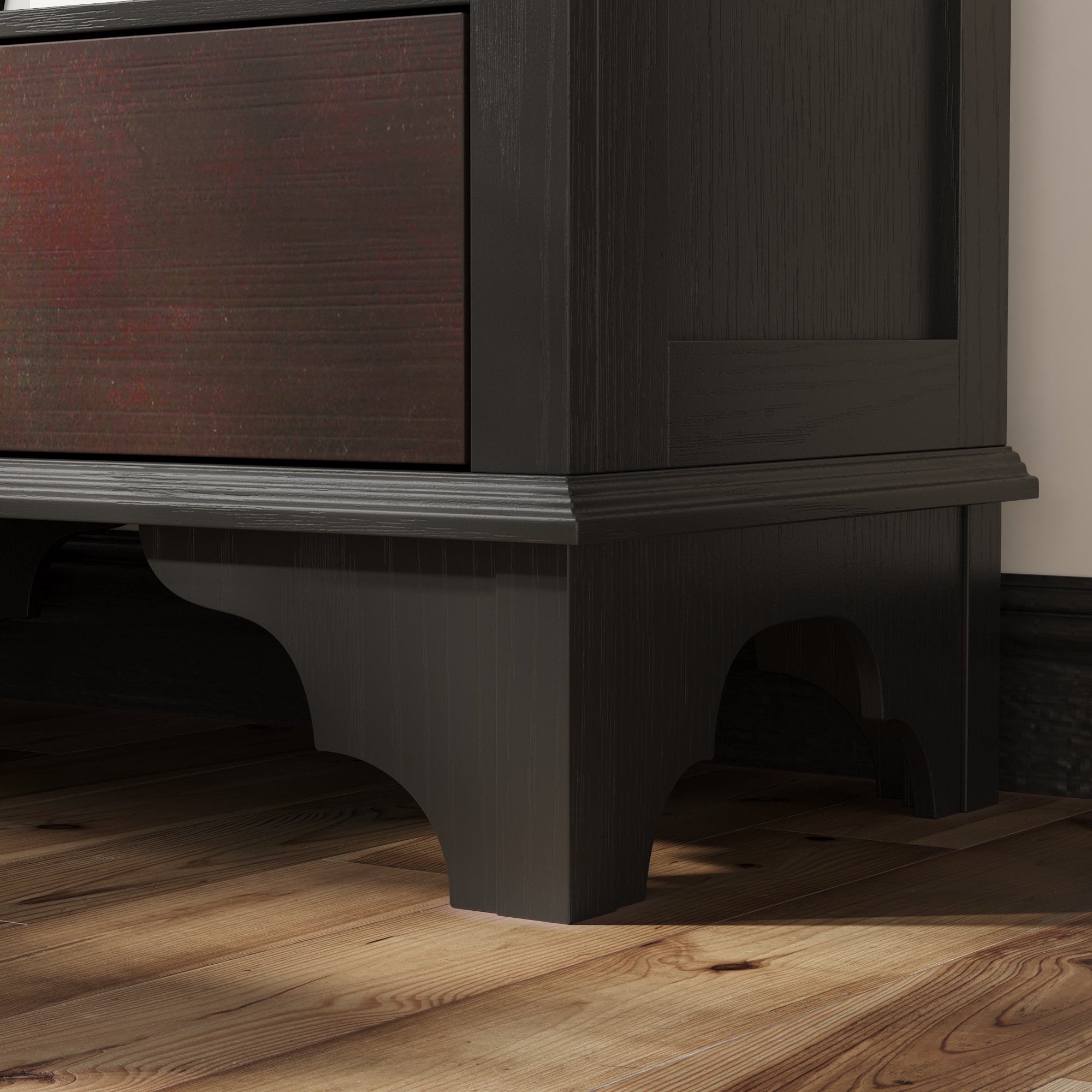 Display Cabinet With Tempered Glass Door And Exquisite Carvings