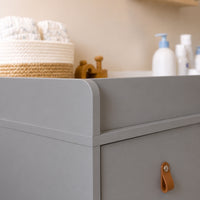 44.9" Modern Minimalist White/Wood 4-Drawer Nursery Changing Table Dresser