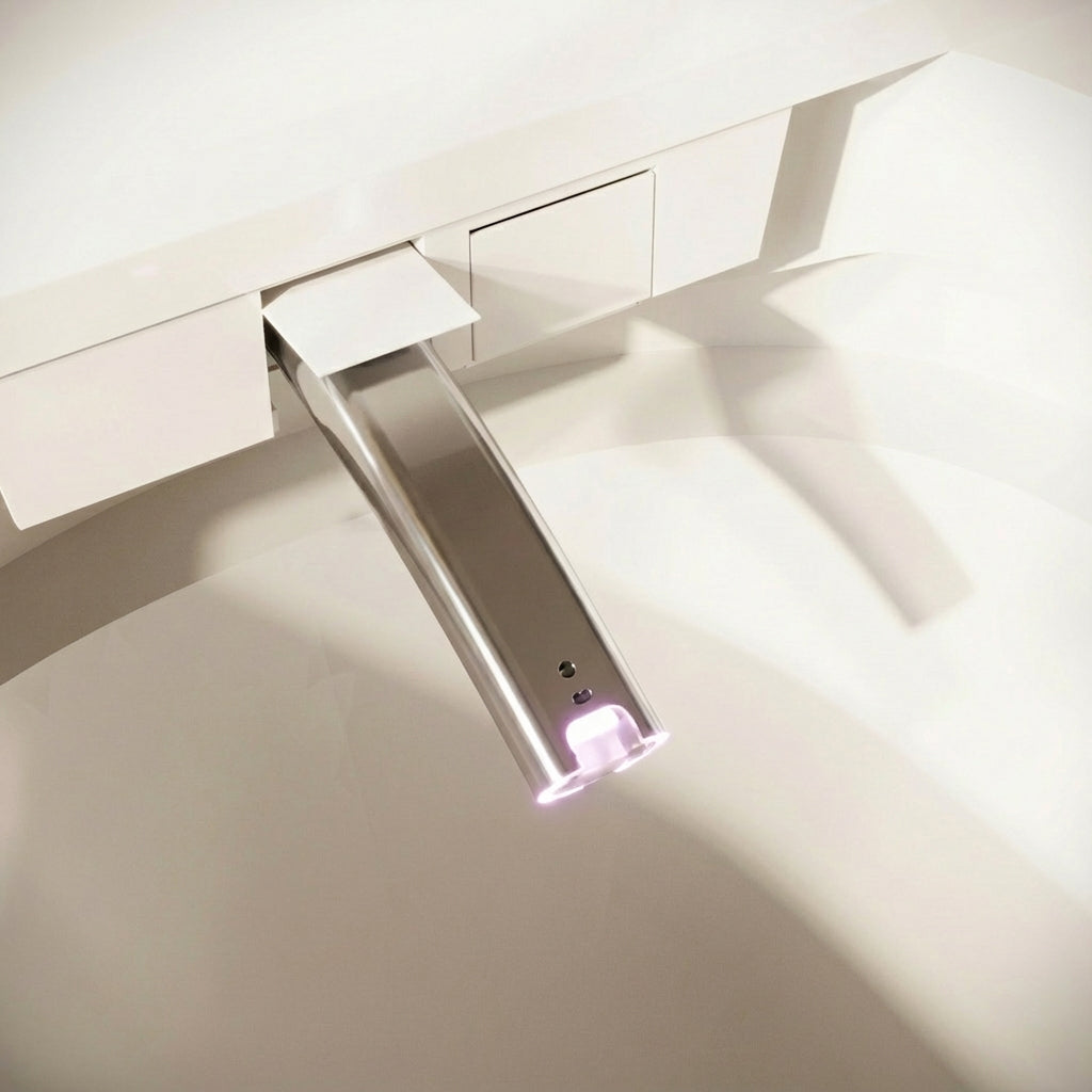 28.2" Modern White Smart Bidet Toilet with UV Sterilization, Heated Seat, Pre-Wash and Warm Air Dryer