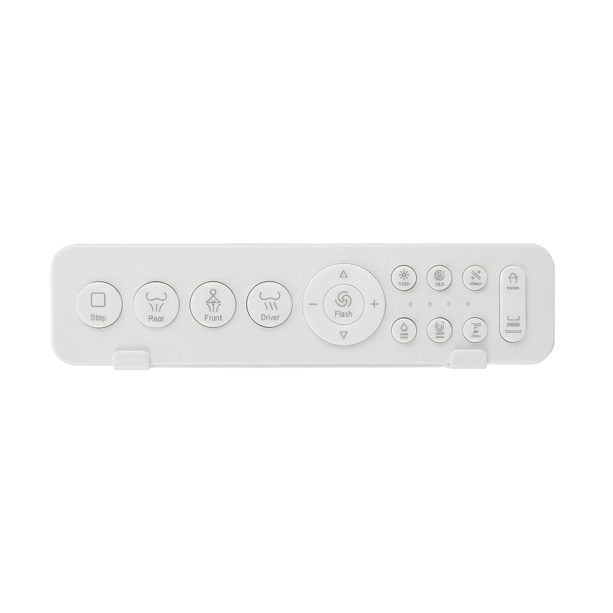 White smart toilet in a modern bathroom with side control knob and ambient light