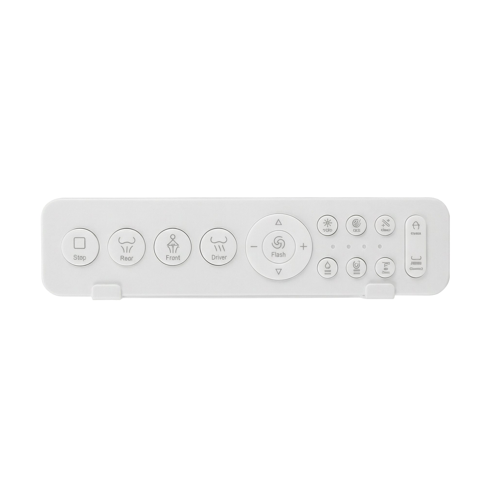 White smart toilet in a modern bathroom with side control knob and ambient light