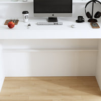 47.2" Modern White Rectangular Reception Desk With Open Shelves
