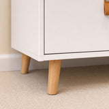 44.9" Modern Minimalist White/Wood 4-Drawer Nursery Changing Table Dresser