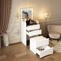 18.7" Modern White Makeup Vanity Desk with Lights and Flip Mirror