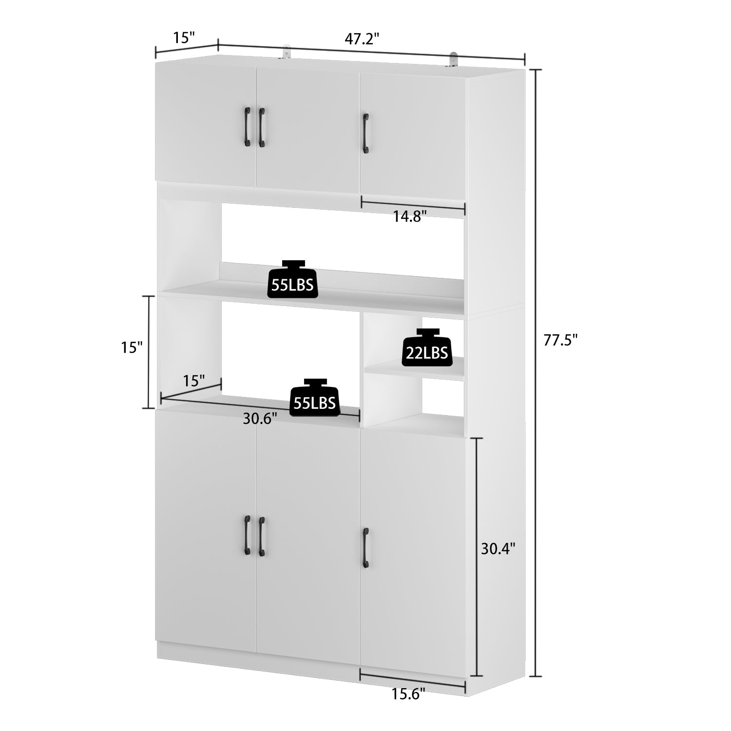 Large Storage Cabinet Kitchen Storage Cupboard with Doors Floor Cabinet for Living Room