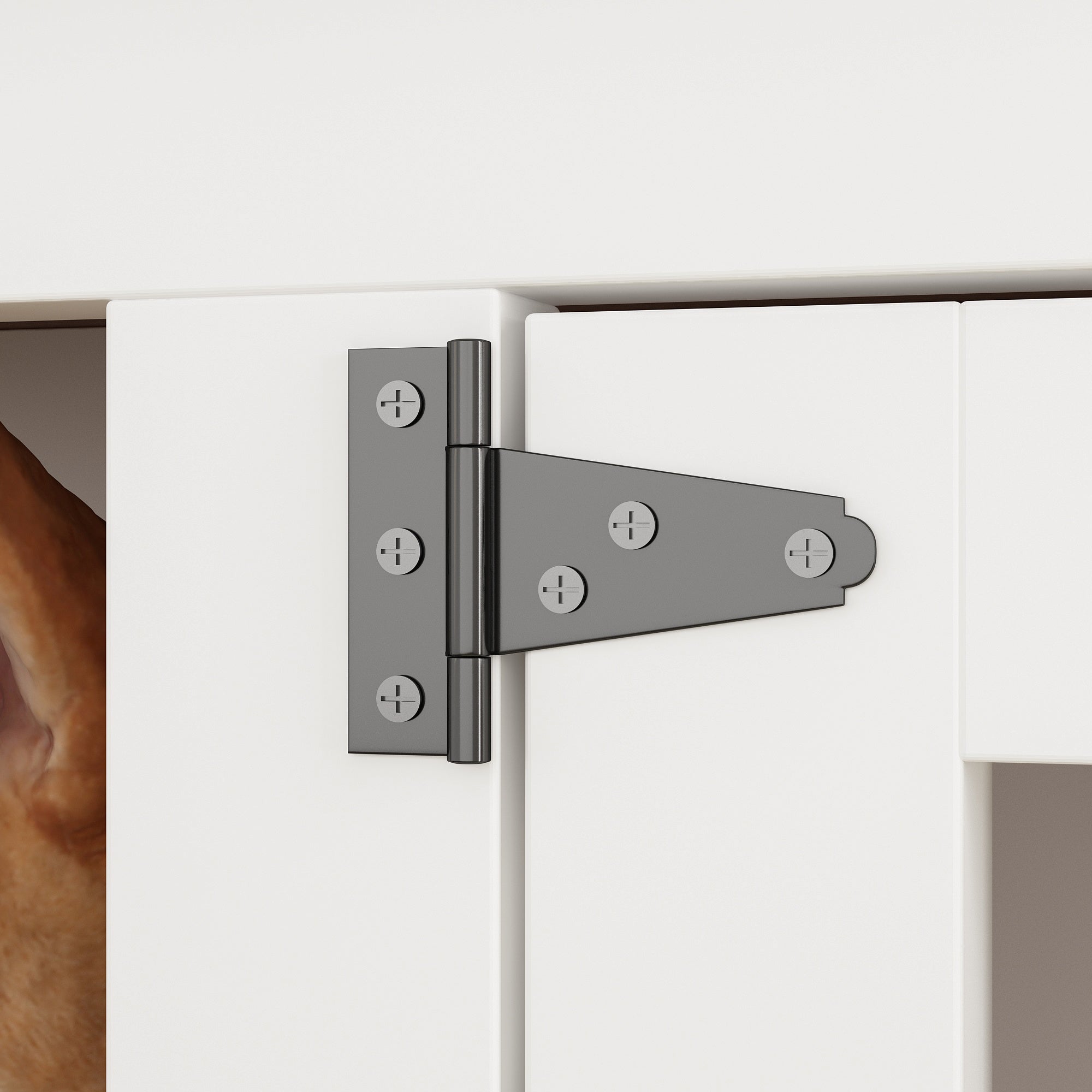 Large Dog Crate Furniture With Pull-Out Dog Bowls And Divider