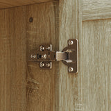 47.2 inch Modern Natural Wood Food Pantry Cabinet with Sliding Glass Doors & Ventilated Design