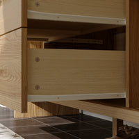 59" Minimalist Natural Sideboard Cabinet Buffet Storage Cabinet With Hinged Doors and Pull-out Drawers