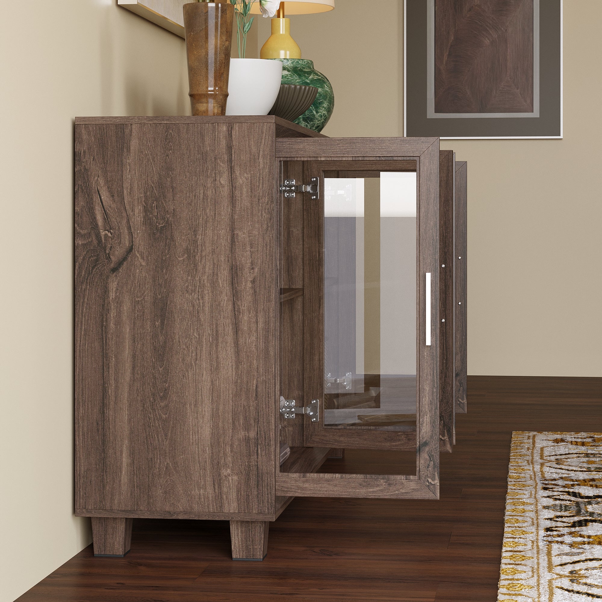 Accent Cabinet With Tempered Glass Door