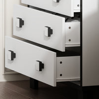 23.6" Modern Black 3-Drawer Nightstand with Gold Handles