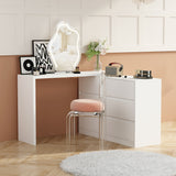 51.2" Modern Minimalist White/Black L-Shaped Rotatable Dresser Writing Table with 6 Drawers