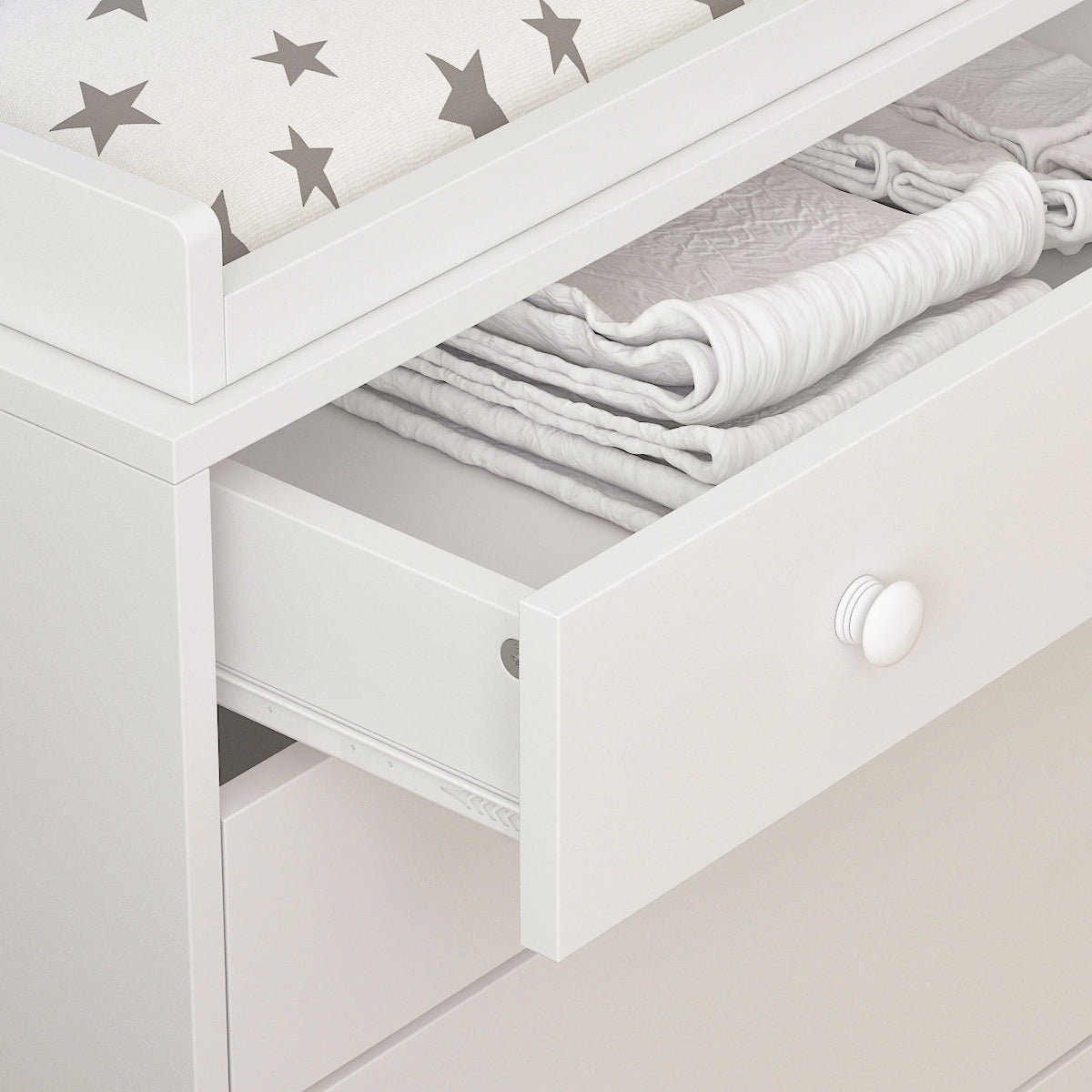 Nursery Storage Dresser Chest Changing Table with Spacious Top 5 Drawers 2 Shelves