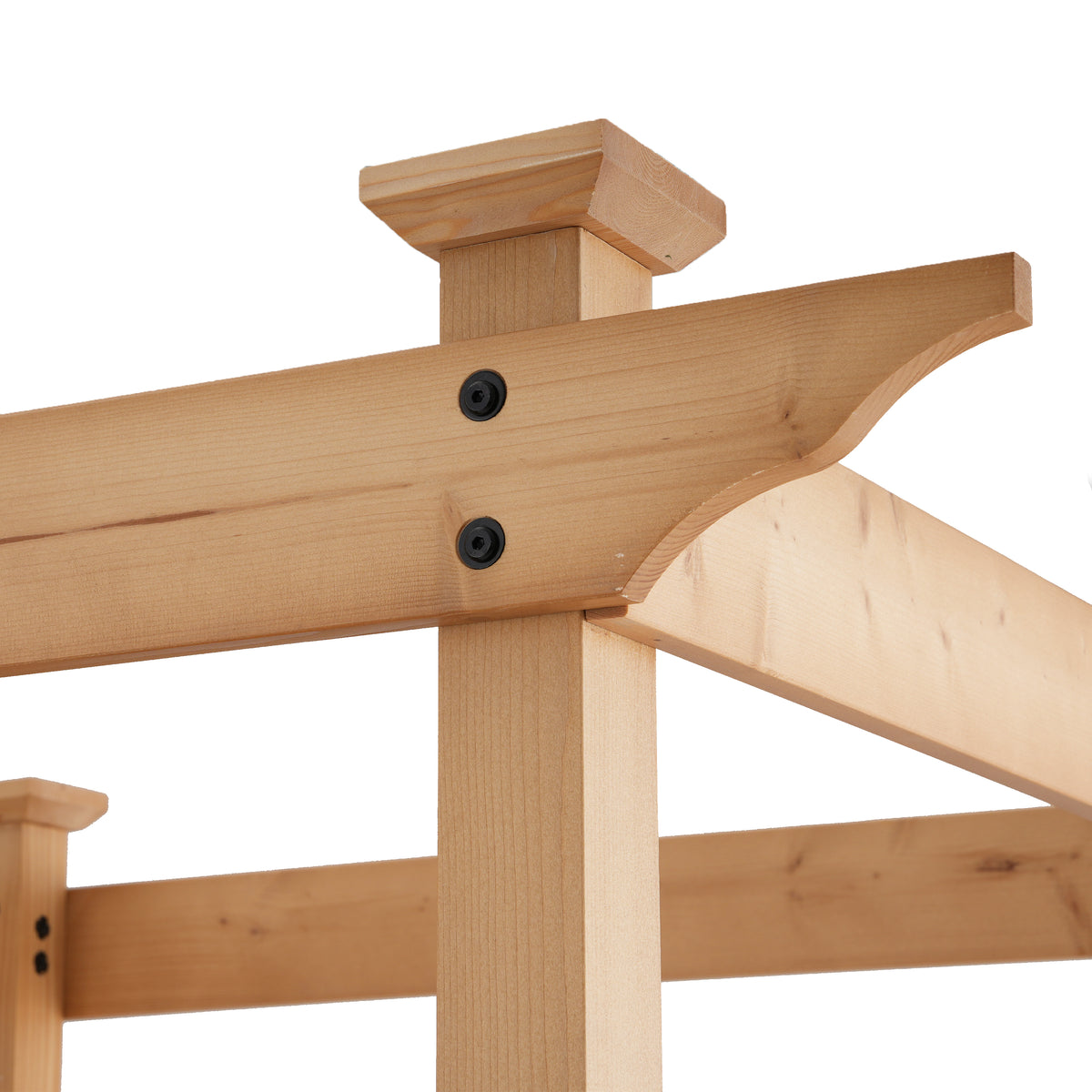 Close-up of wooden beams with a white background