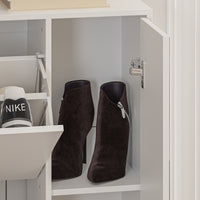 31.5" Modern White Flip-Down Shoe Cabinet with 3 Tiers & 28 Pair Capacity