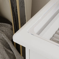 39.4" Modern White Vanity Desk Makeup Table Large Sliding Lighted Mirror Dressing Table With 5 Drawers Hidden Shelves