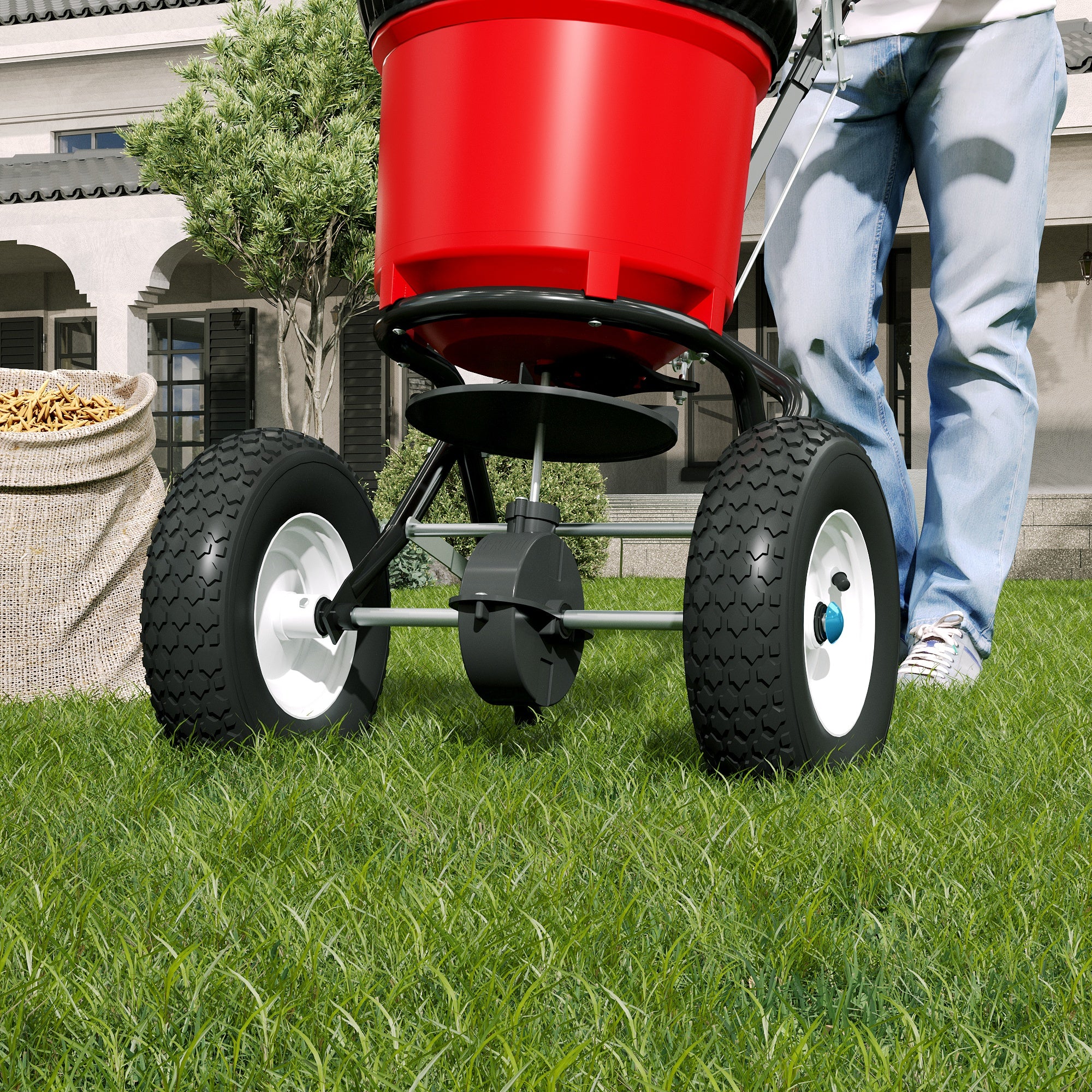 Gardening Tool 50LB Heavy-Duty Walk-Behind Broadcast Spreader