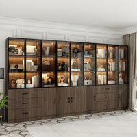 Geyma 141.7" Extra Wide Display Cabinet with 6 Drawers and LED Lights