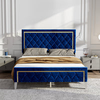 60.8" Modern Beige Platform Bed with Comfortable Headboard
