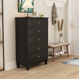 31.5 inches Modern Minimalist Black Modern Wood Cabinet Display Table Vertical 5-Drawer Dresser