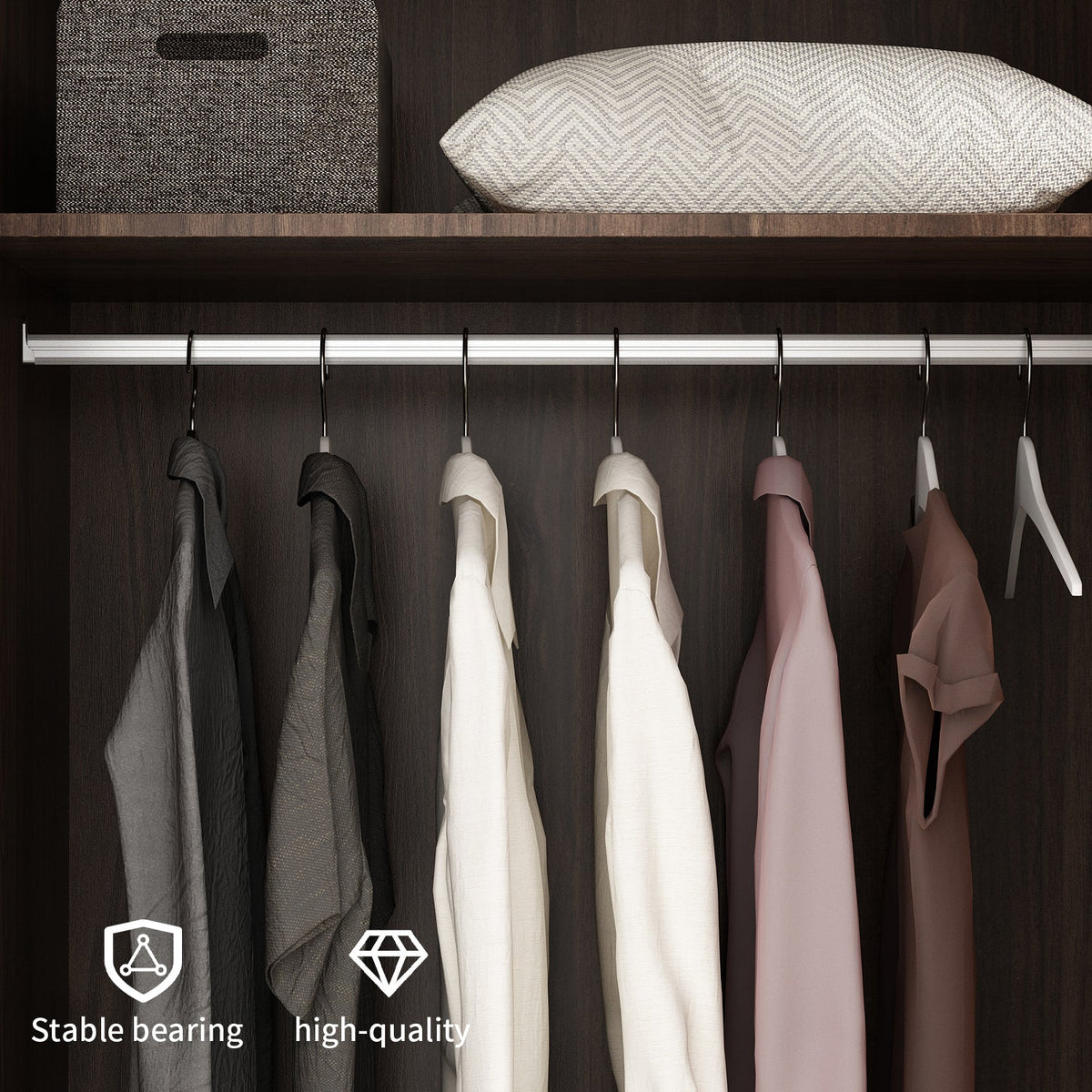 31.5" Modern Brown 2-Door 2-Drawer Armoire Large Storage Closet