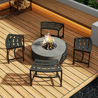 23.9" Industrial Black Outdoor Bench (Set of 4)